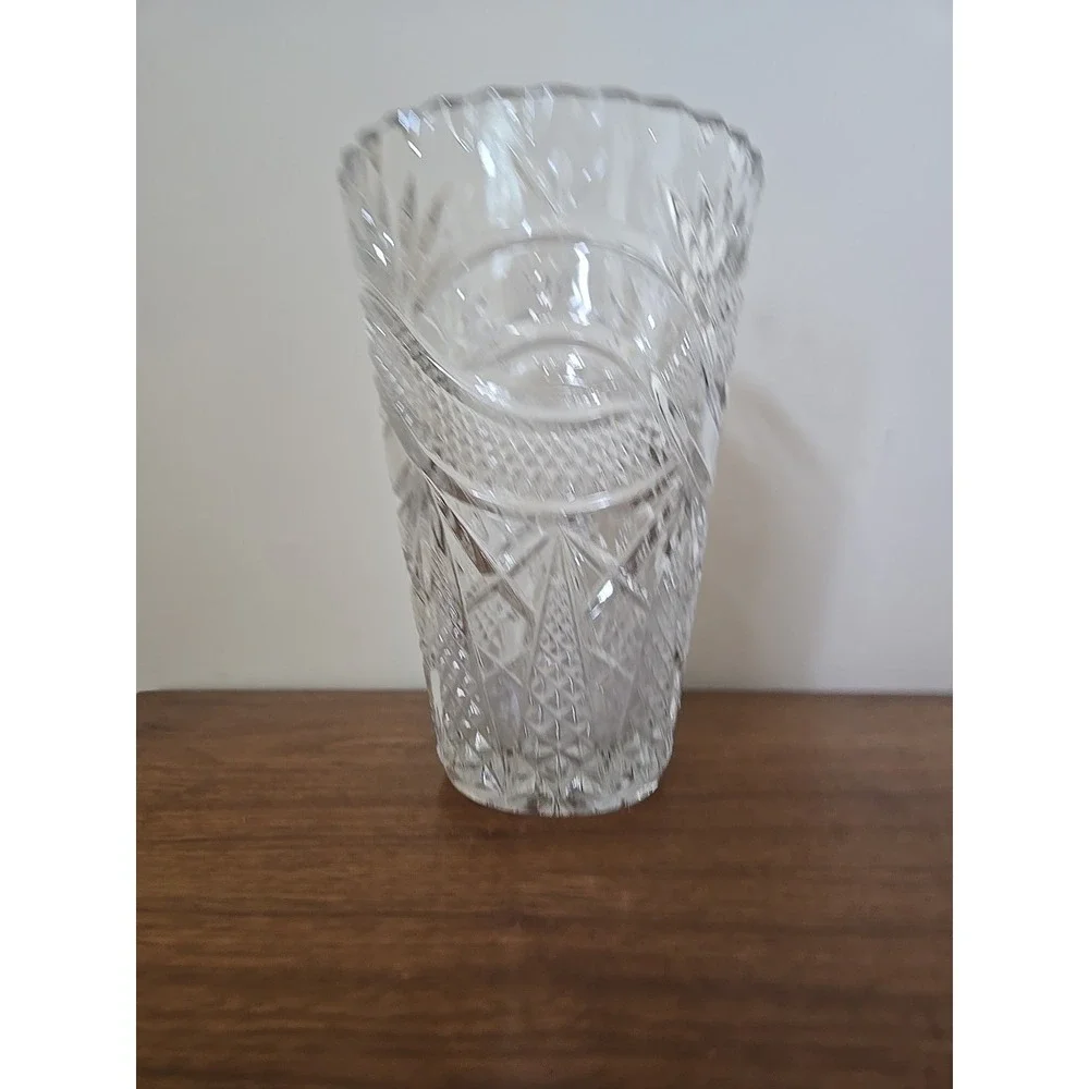 Vintage Lead Crystal Glass Vase 10